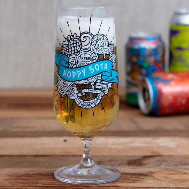 Boxer Gifts Men's 50th Birthday Craft Beer Glass in Transparent