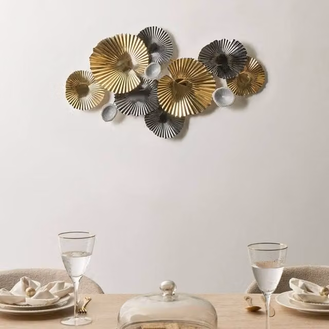 Wyld and Coco Multicolour Abstract 3D Metal Wall Art Sculpture, W: 87.0 cm, H: 50.0 cm