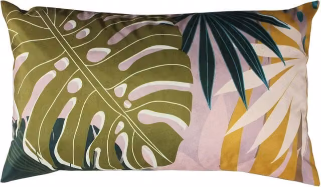 Terrys Leafy Boudoir Floral Outdoor Filled Rectangular Cushion, Multicolour (Pink, Green), W: 50 cm, H: 30 cm, D: 30 cm