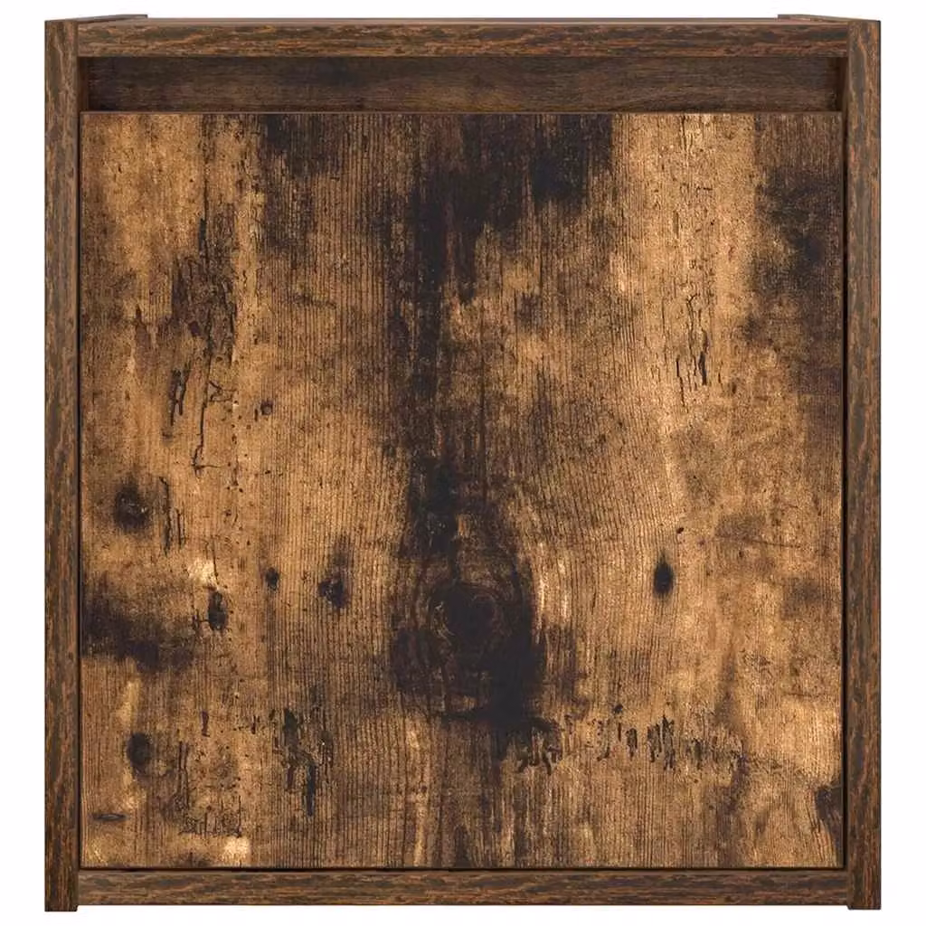 Berkfield Home Wall-Mounted Bedside Cabinet in Smoked Oak Brown, W/D/H: 38 x 34 x 40 cm – 4