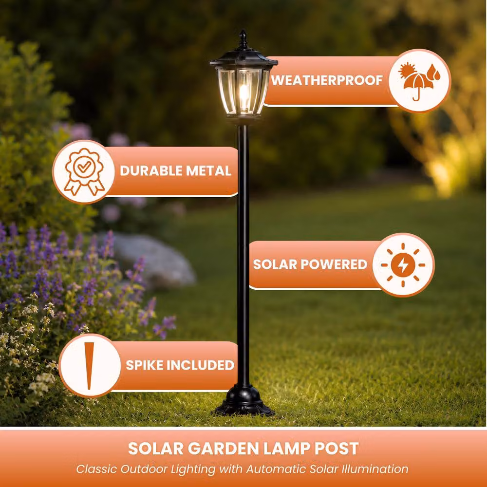 Marco Paul Black Solar Outdoor Post Light with Dusk Sensor, Height: 115 cm – 3