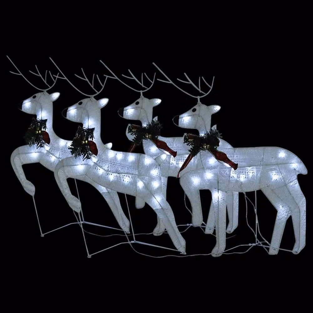 Berkfield Home Christmas Reindeer Decoration Set, 4 Pieces, White with 80 LEDs – 3