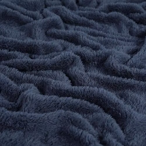 OHS Navy Blue Teddy Fleece Throw Blanket, W/D/H: 200 x 240 cm – 3