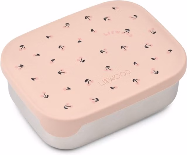 Liewood Arthur Printed Mini Lunchbox with Dividers in Pink Stainless Steel