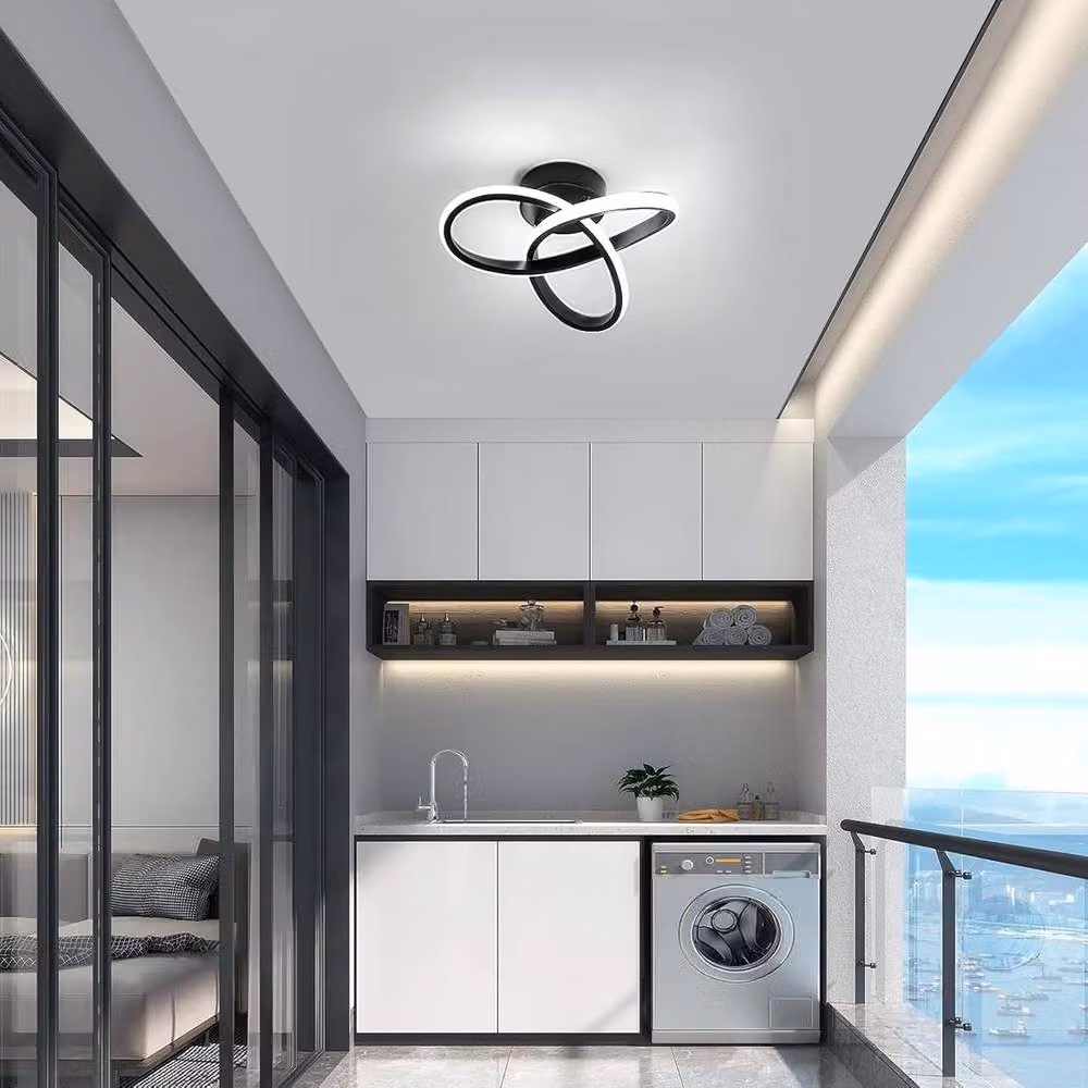 Goeco Modern Square LED Ceiling Light in Black, 22 W, 6500 K Cool White – 6