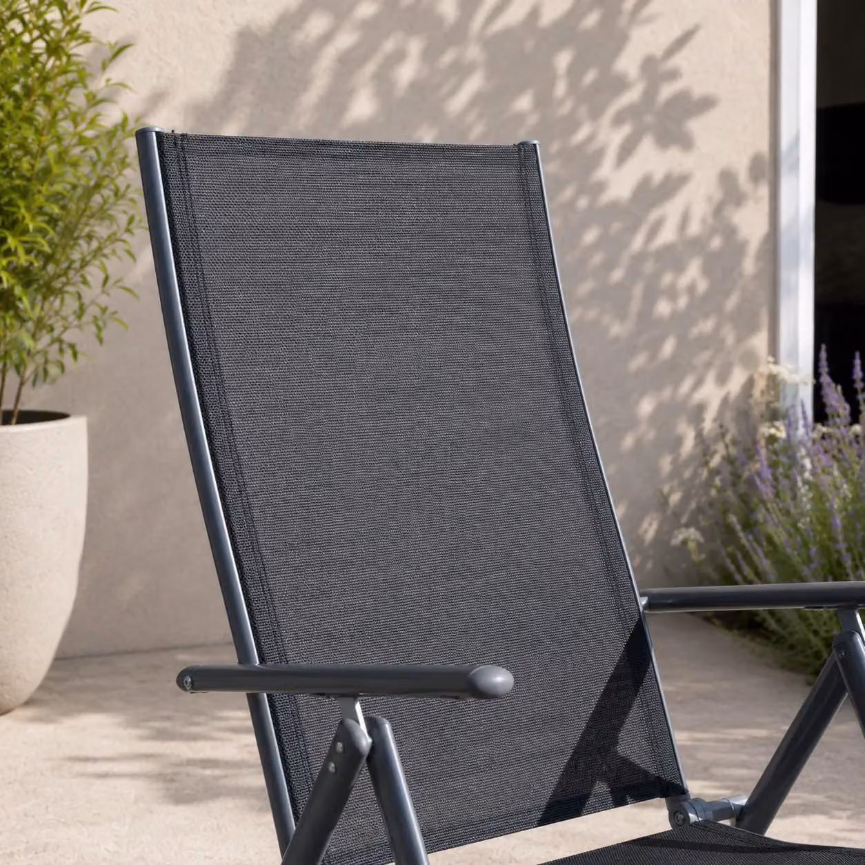 Samuel Alexander Multi Position Reclining Folding Outdoor Garden Patio Chair in Grey, Black and Silver – 3
