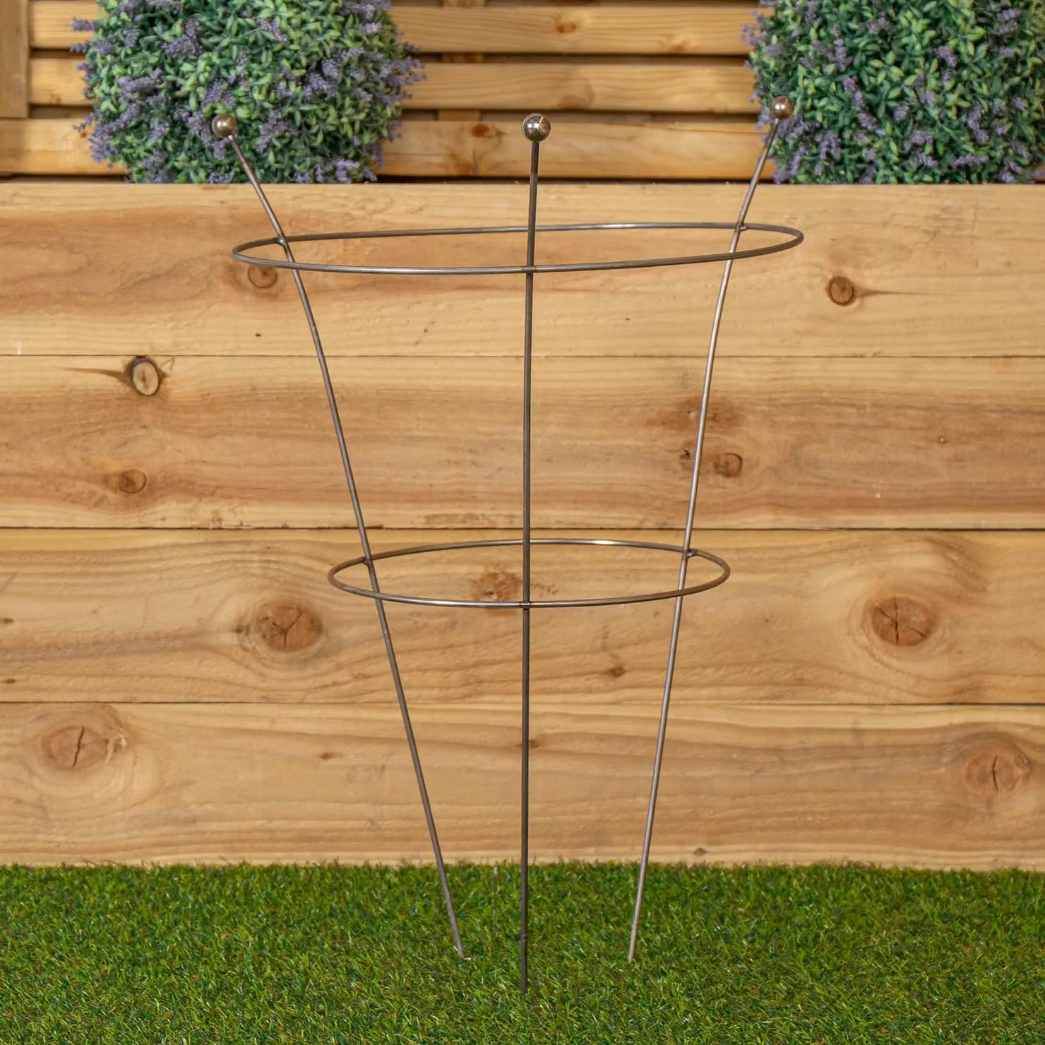 Samuel Alexander Set of 2 Steel Garden Plant Supports in Silver and Brown, W/H: 40 x 54 cm – 4