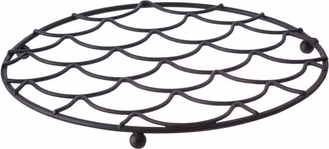 Premier Housewares Vertex Deco Non-Slip Round Metal Trivet, Black, Diameter: 20 cm