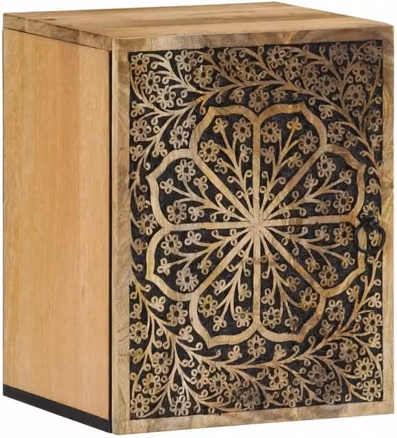 Berkfield Home Brown Mango Wood Bathroom Wall Cabinet, W: 38 cm, D: 33 cm, H: 48 cm – 1