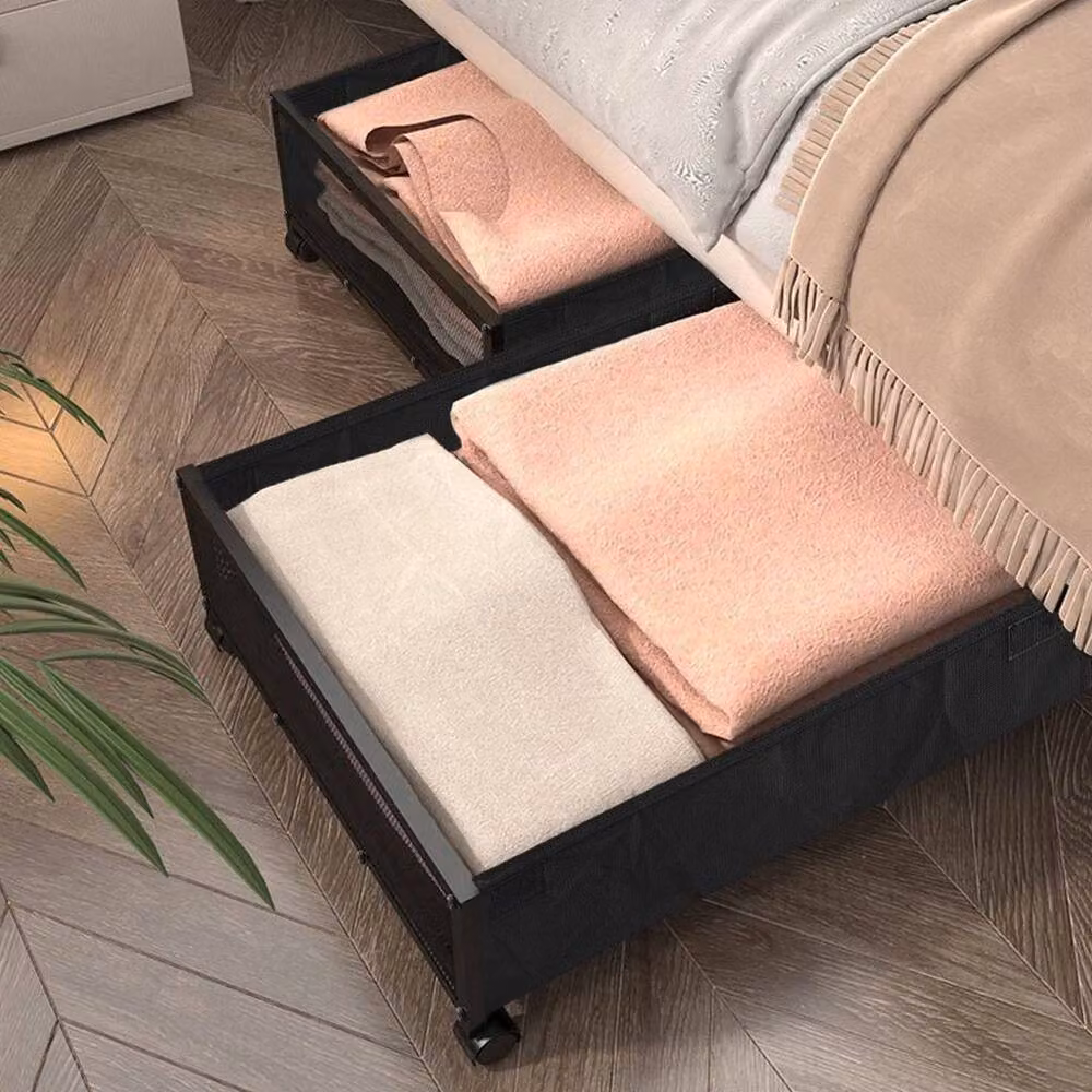 KORVIXA Set of 2 Large Metal Underbed Storage Boxes with Lids, Black – 3
