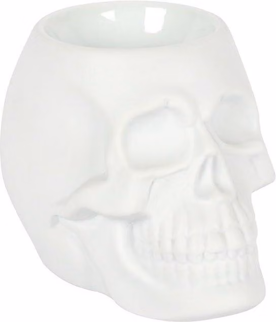 KDMD White Ceramic Skull Oil Burner for Tabletop Use