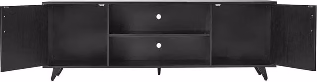 KORVIXA Black Modern Wood 2 Door TV Unit Stand Cabinet – 1