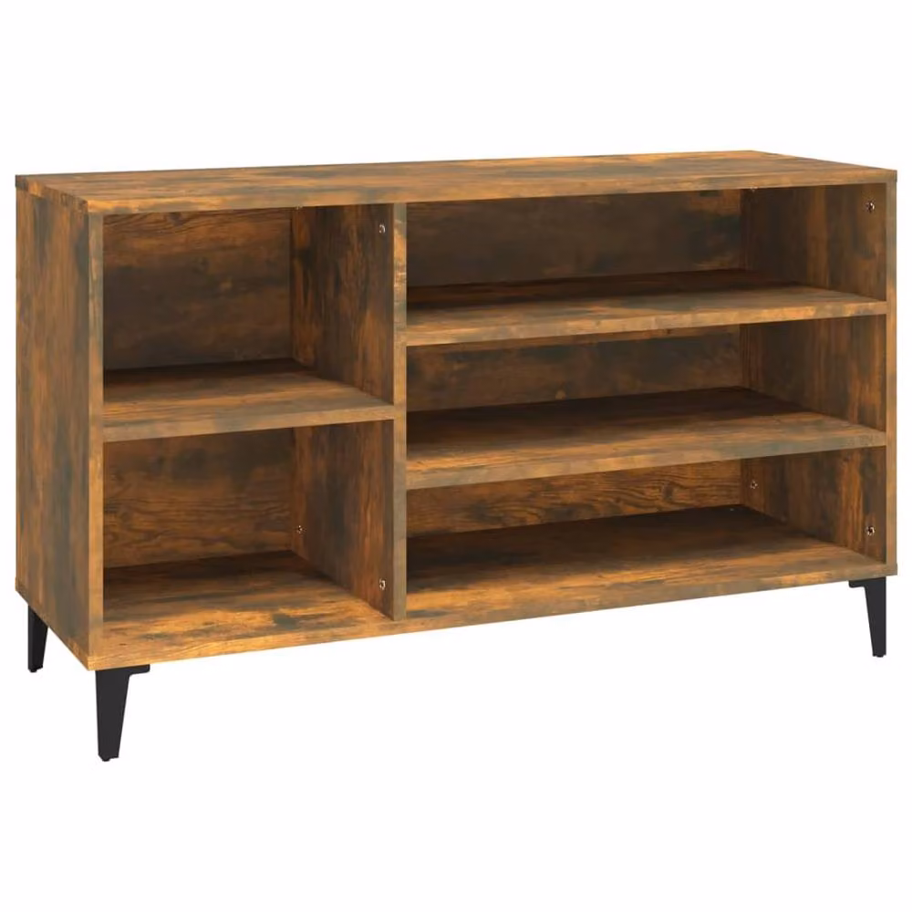 Berkfield Home Smoked Oak Shoe Cabinet in Brown, W/D/H: 102 x 36 x 60 cm – 2