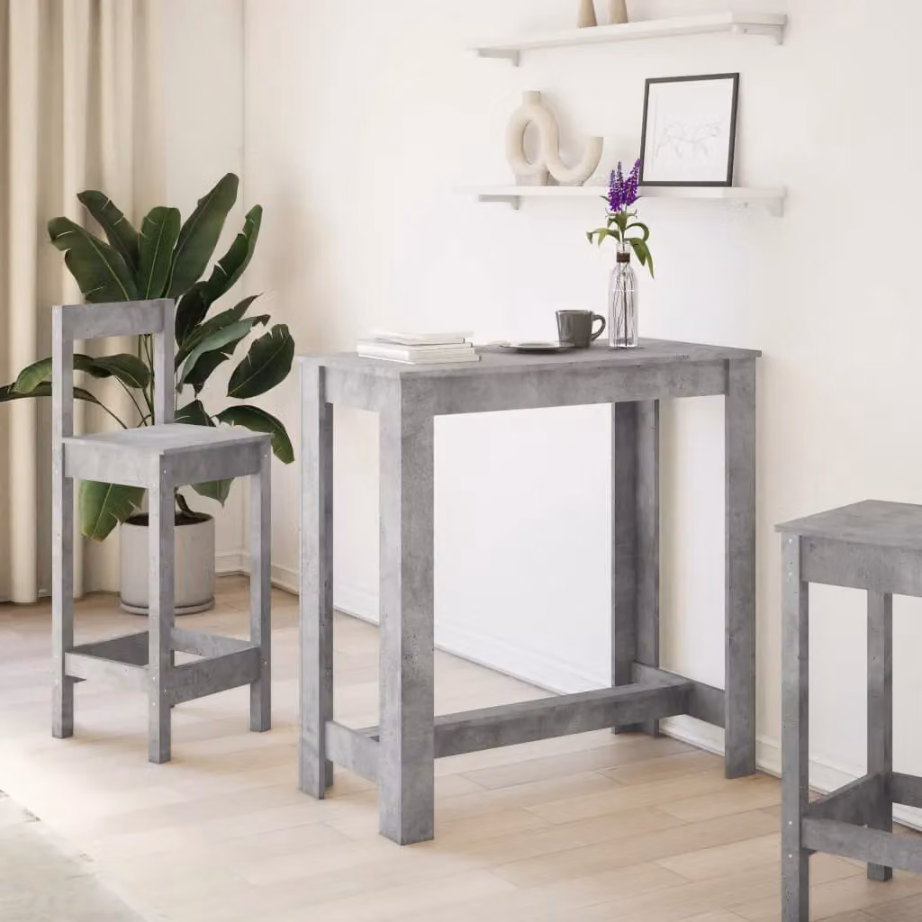 Berkfield Home Bar Table in Concrete Grey, W/D/H: 102 x 50 x 103.5 cm – 2