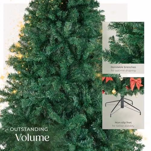 tectake Artificial Christmas Tree in Green with Dense Needles and Metal Stand, Height: 210 cm – 3