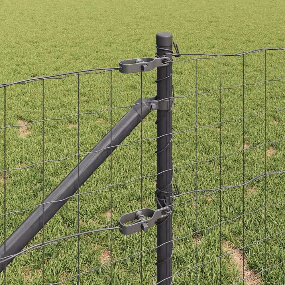 Berkfield Home Euro Fence with 7 Spike Posts, Galvanised Steel, Grey and Silver, W: 10 m, H: 0.8 m – 3