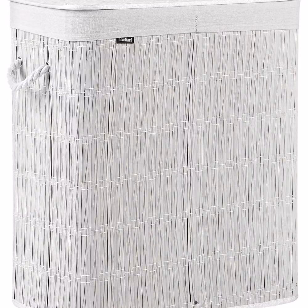 Wyld and Coco Foldable White Laundry Basket with Lid and Removable 2 Compartment Liner – 2