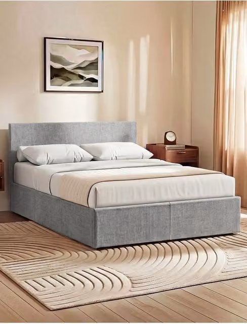 Vida Designs Veronica King Size Ottoman Bed in Light Grey Velvet Fabric