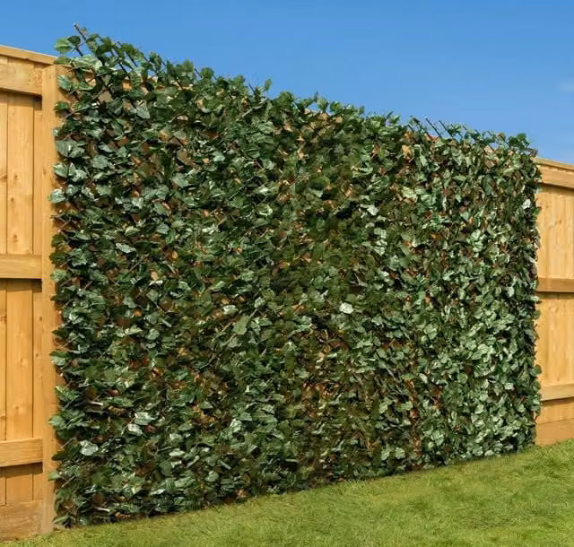 Christow Expandable Artificial Ivy Leaf Trellis Privacy Screening, Green, W: 200 cm, H: 100 cm