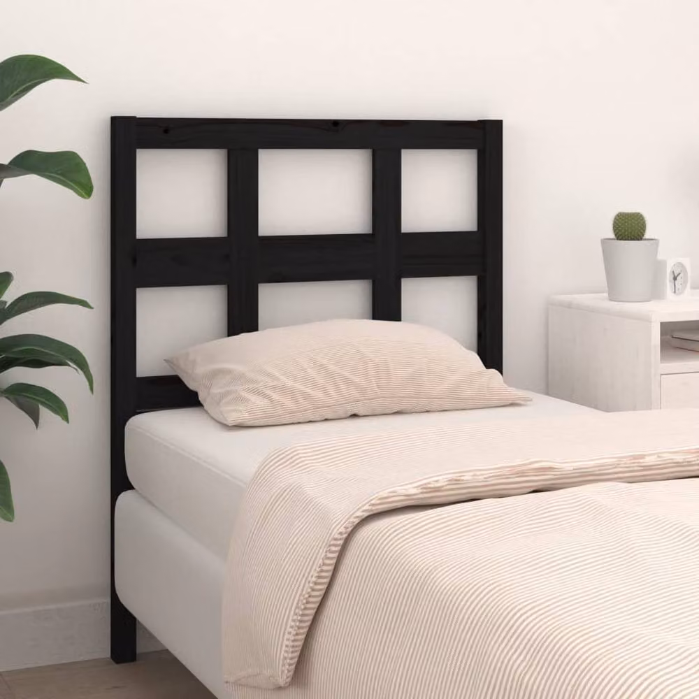 Berkfield Home Rustic Solid Pine Bed Headboard, Black, W/D/H: 95.5 x 4 x 100 cm – 2