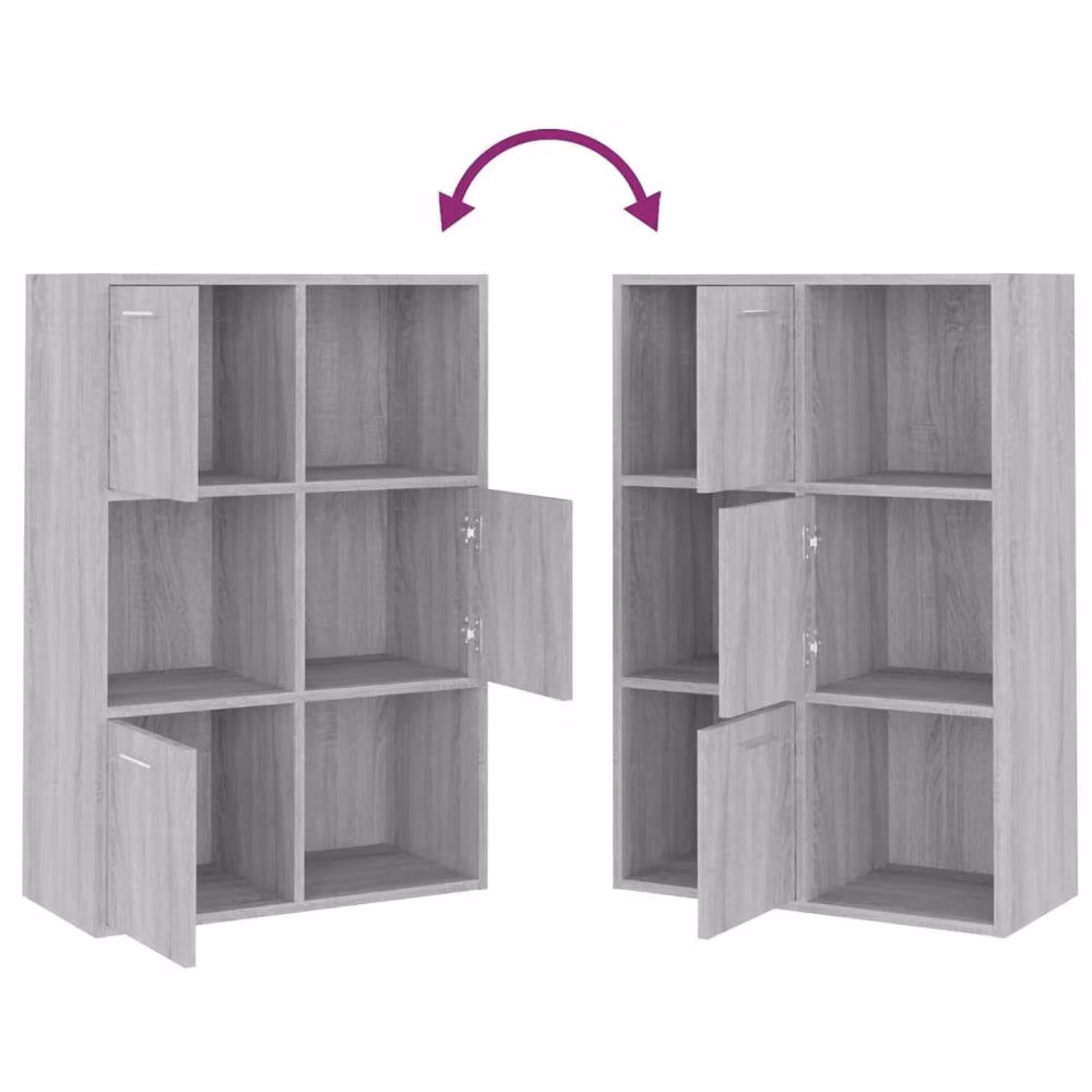Berkfield Home Modern Grey Storage Cabinet with Hinged Doors and Internal Shelves W/D/H: 60 x 29.5 x 90 cm – 2