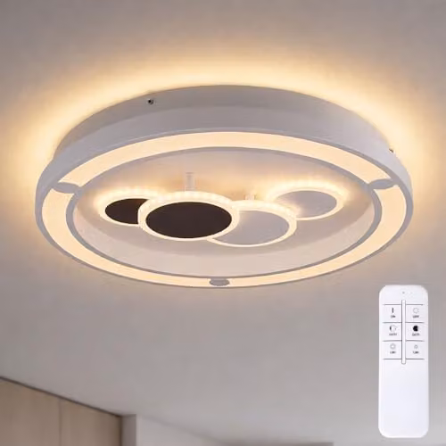 Netlighting Kolli White LED Semi Ceiling Light with Remote Control and Dimmable CCT Settings – 2