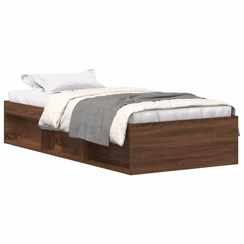 Berkfield Home Modern Bed Frame in Brown Oak, W/D/H: 100 x 203 x 35 cm – 2