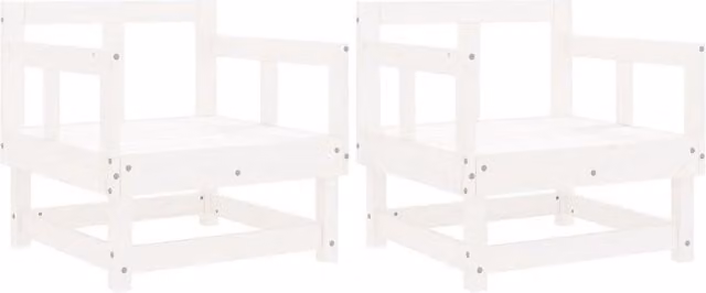 Berkfield Home Set of 2 White Lacquered Solid Pine Garden Chairs with Armrests