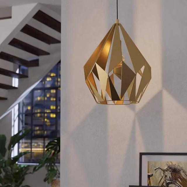 Eglo Carlton Gold/Brass Metal Pendant Light with E27 Fitting – 3
