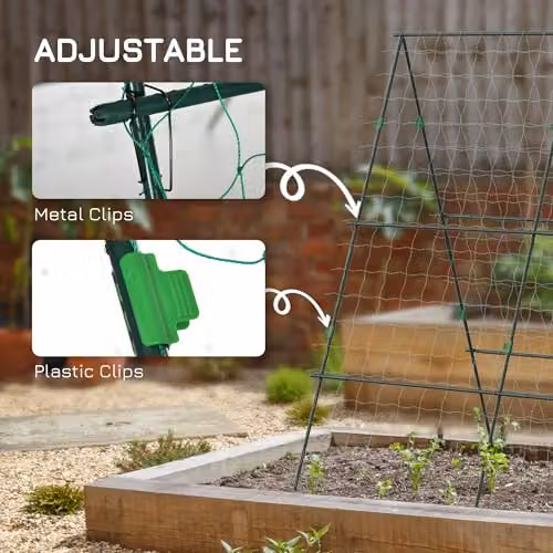 Outsunny Green A-Frame Trellis Plant Support for Vegetables and Flowers, W: 100 cm, D: 100 cm, H: 180 cm – 3