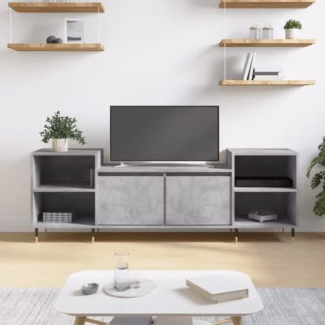 Berkfield Home Modern TV Cabinet in Concrete Grey, W/D/H: 160 x 35 x 55 cm – 1