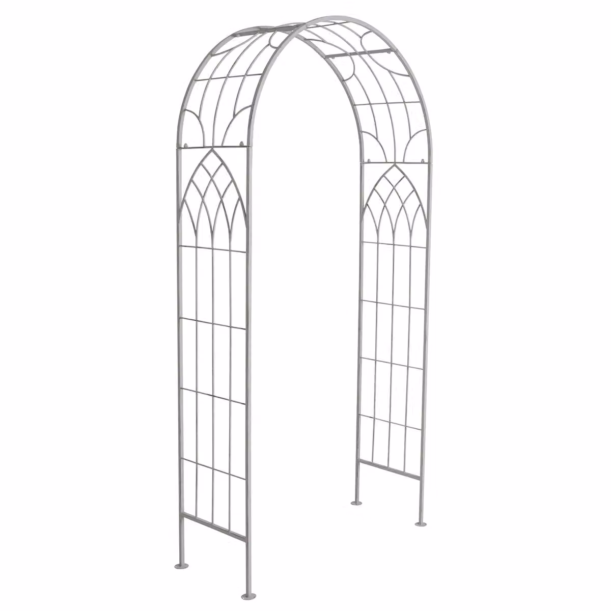 Charles Bentley Decorative Metal Garden Arch in Grey and White, H 211 cm x W 103 cm – 3