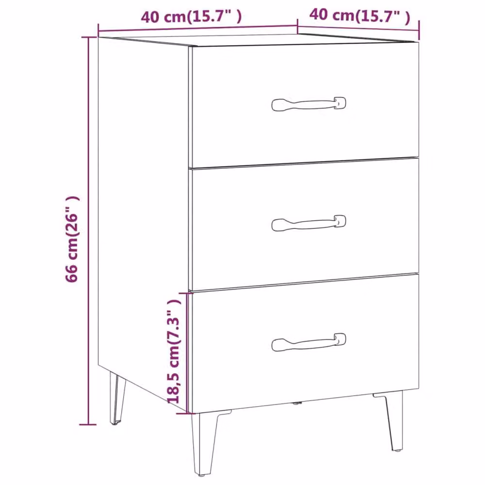 Berkfield Home Bedside Cabinet in Concrete Grey, W/D/H: 40 x 40 x 66 cm – 3