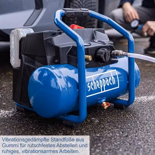 Scheppach C-ACT160/6-X Cordless Air Compressor, 40V, 6L Tank, 8 Bar, Oil-Free, Blue – 6