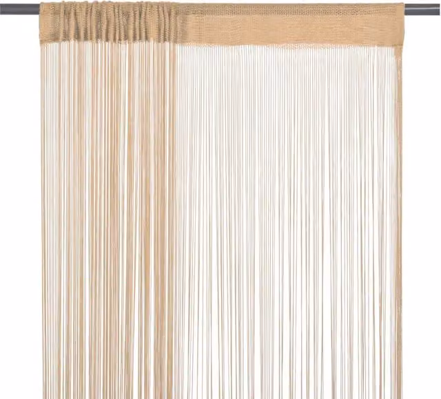 Berkfield Home String Curtains, 2 Pack, Beige, W: 100 cm, H: 250 cm