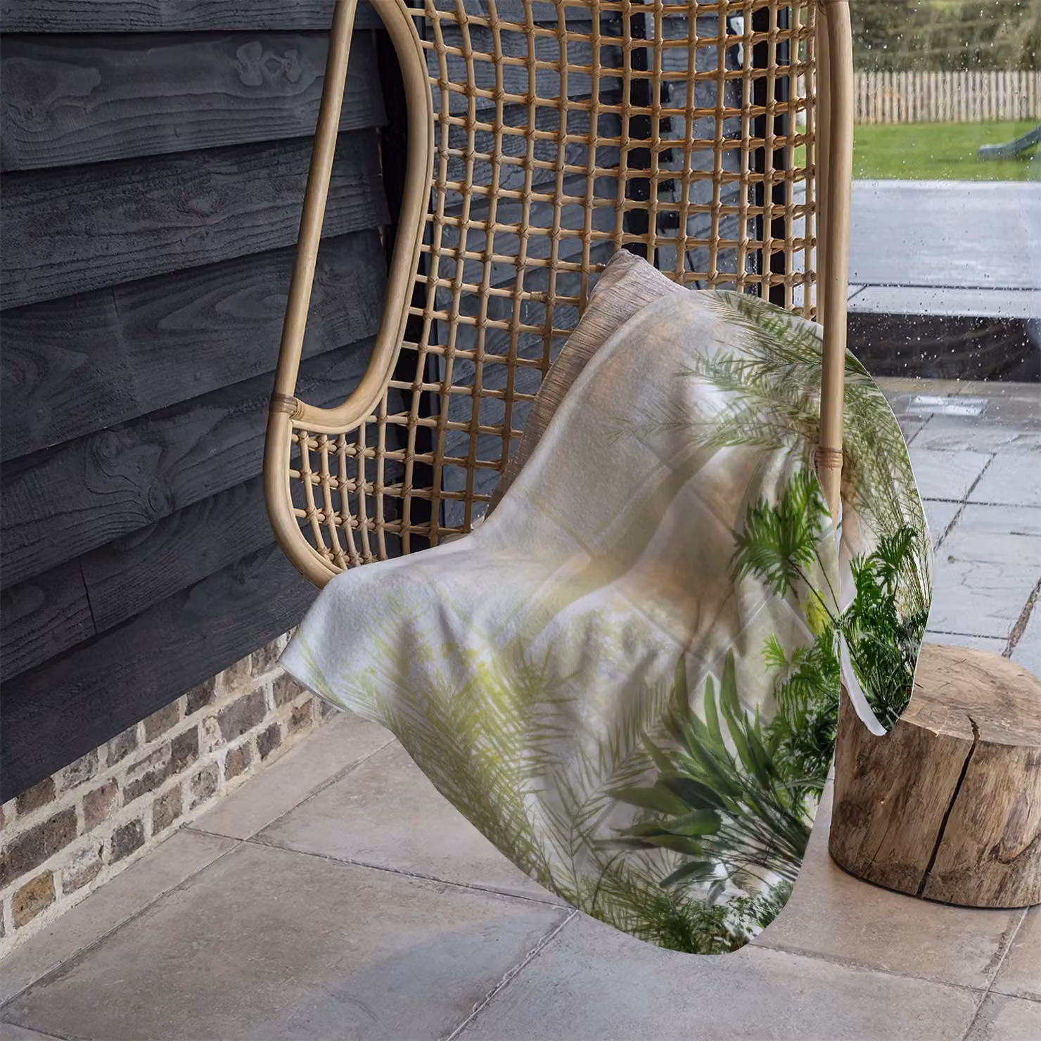 Benjamin Tate Design Green Plants in Botanical Gardens Fleece Blanket in Green and Sand, W/H: 120 x 150 cm – 3