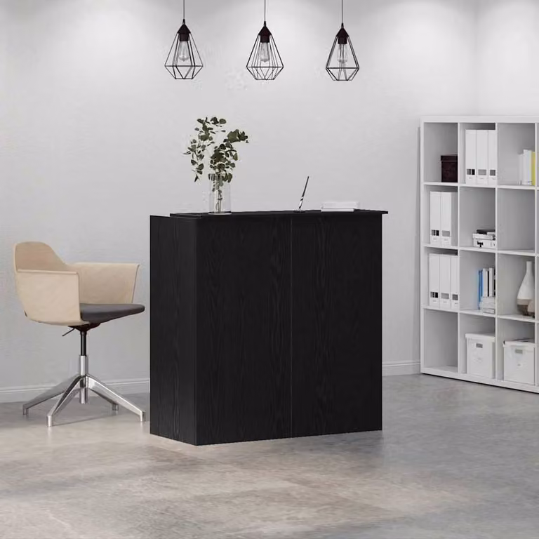 Berkfield Home Reception Desk in Black Oak, W/D/H: 100 x 50 x 103.5 cm