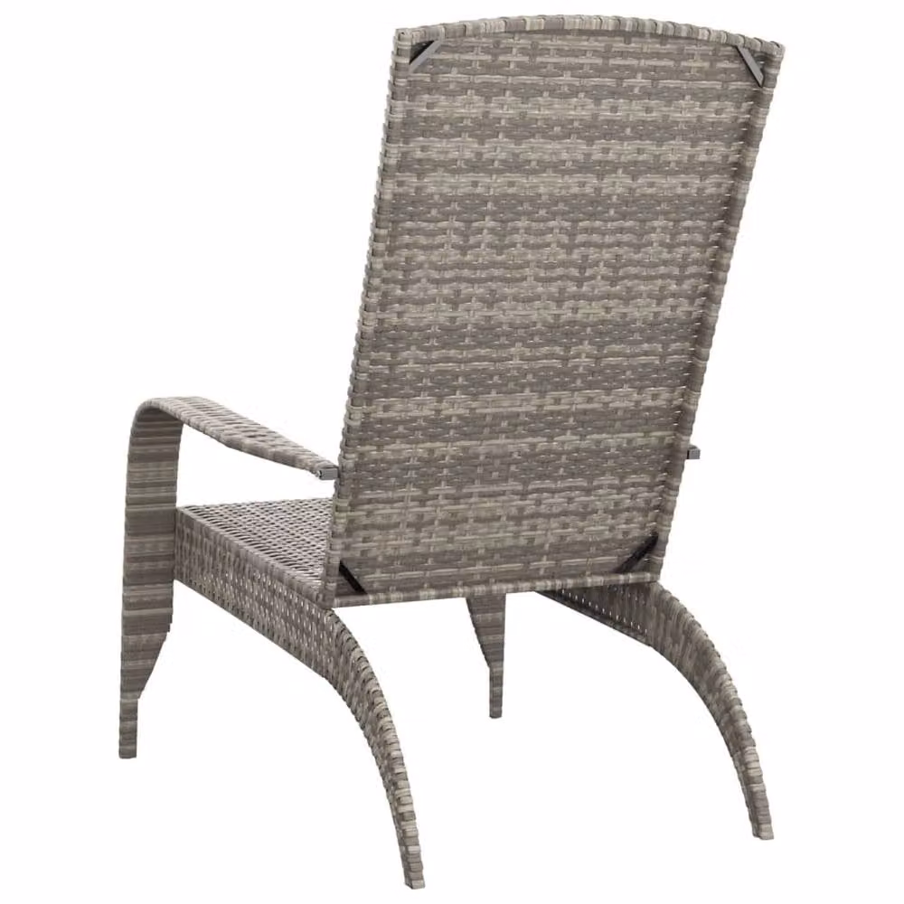 Berkfield Home Grey Poly Rattan Adirondack Garden Chair with Metal Frame – 3
