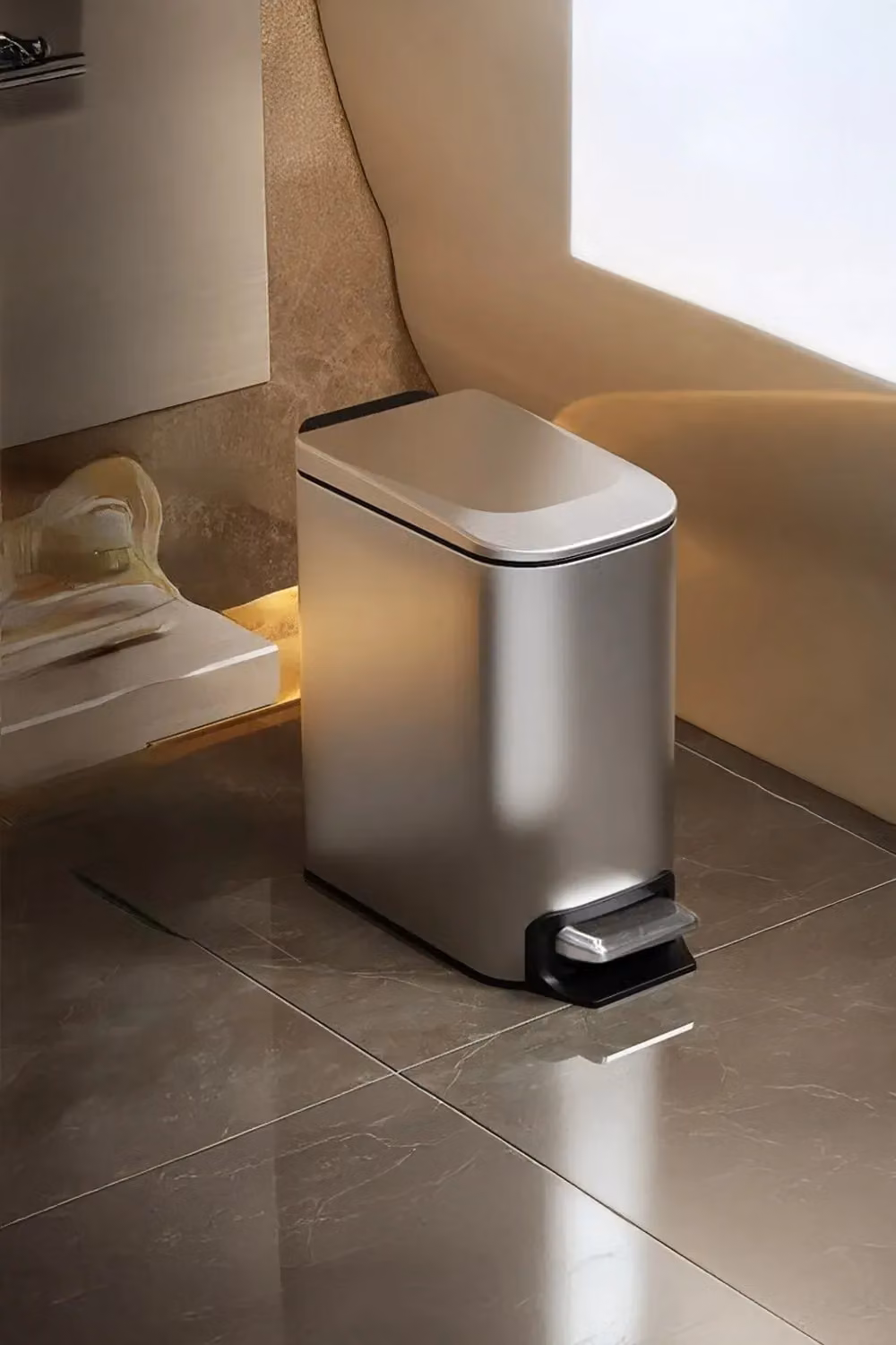 Living and Home 6L Stainless Steel Trash Bin with Soft-Close Foot Pedal and Removable Inner Bucket in Silver – 3