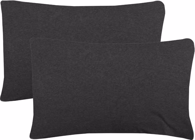 Smart Living Jersey Melange Polycotton Luxury Fitted Bedsheet or Pillowcase Pair in Charcoal Grey, Standard Pillowcase Size – 1