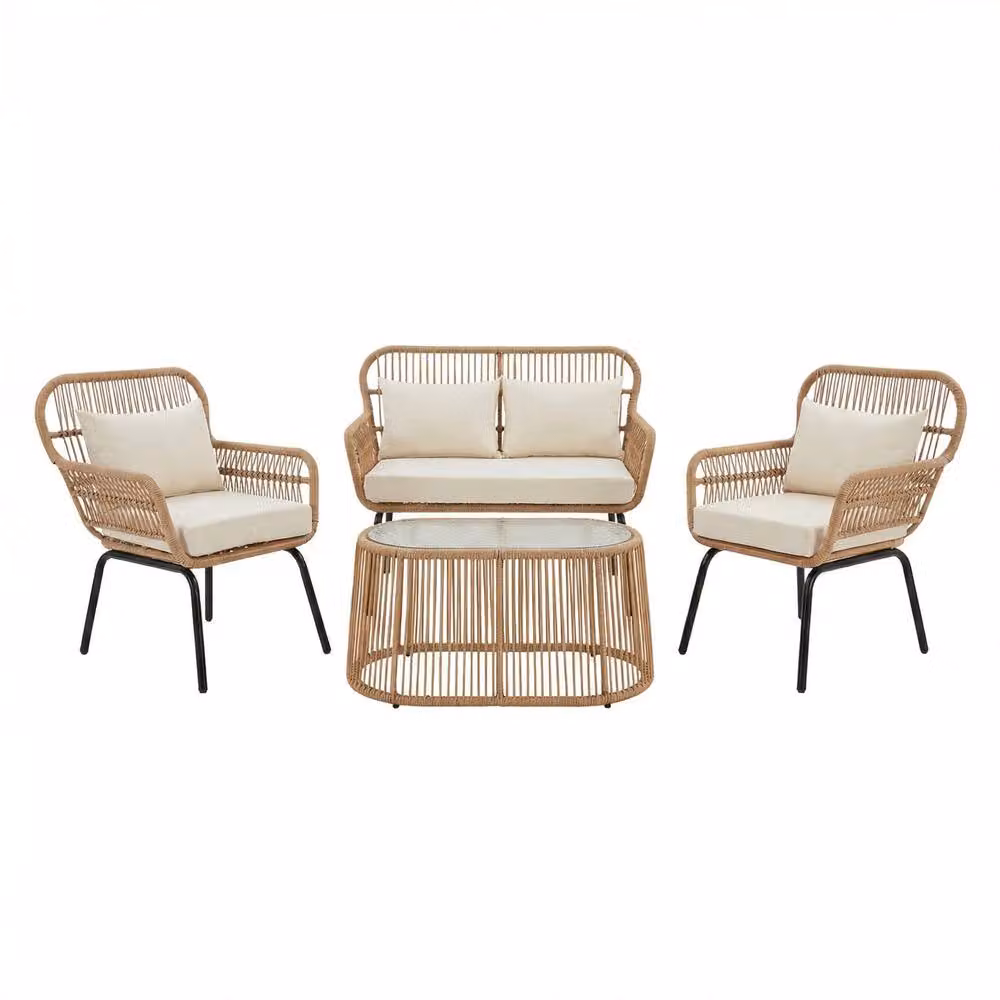 Artemis Home Carbini 4 Piece Patio Bistro Set in Beige and Black – 2