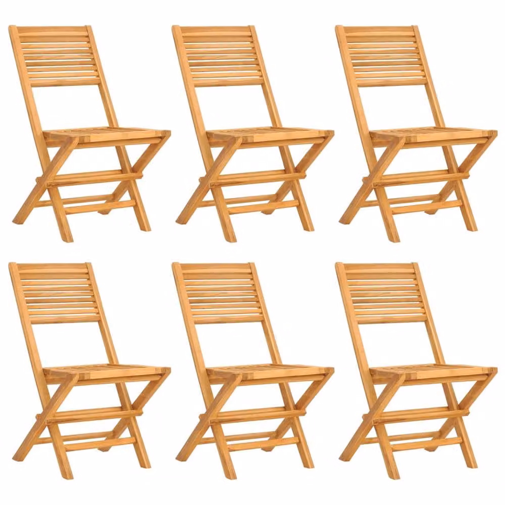 Berkfield Home Set of 6 Folding Garden Chairs in Brown Solid Teak Wood, W/D/H: 47 x 62 x 90 cm – 2