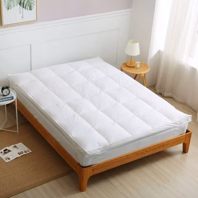 Homes-Linen Duck Feather Mattress Topper with White Cotton Cover, Single, Depth: 7 cm, W/D/H: 90 x 200 cm