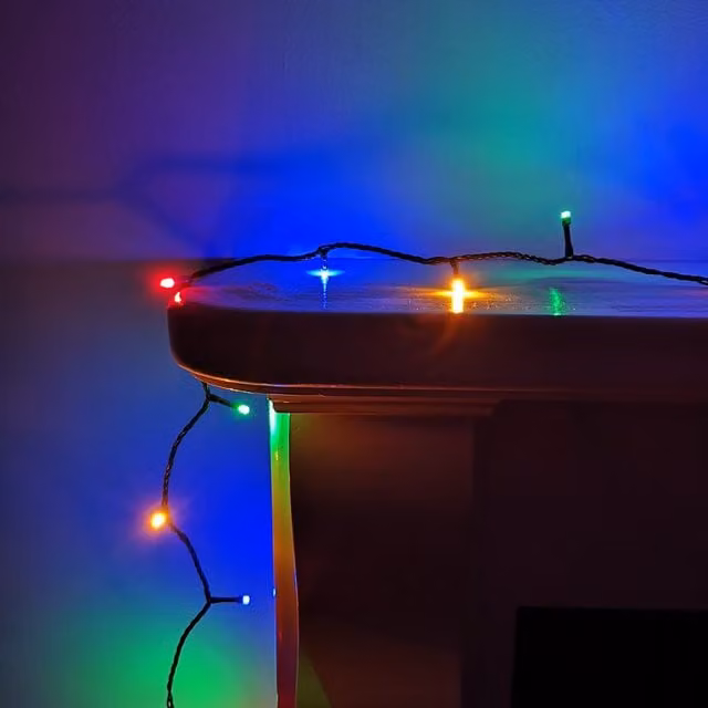 Premier Decorations SupaBrights LED Christmas String Lights with Timer, Multicolour and Green, Mains Operated