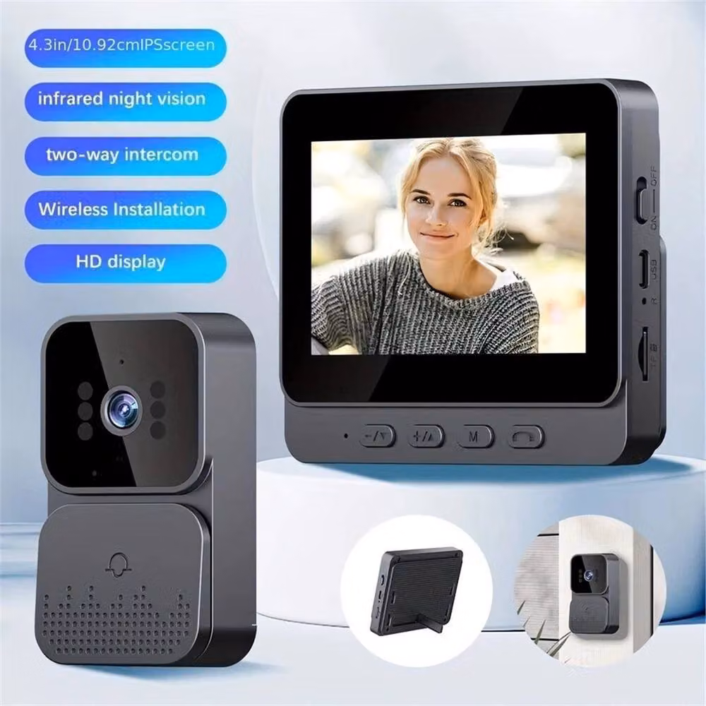 Nordara Wireless WiFi Video Intercom Doorbell with 4.3 inch Screen, Black, W: 40.0 cm x H: 10.0 cm – 3