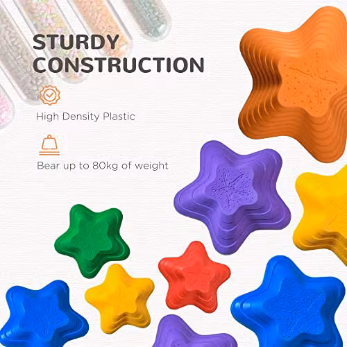 Outsunny 6-Piece Multicolour Plastic Balance Stepping Stones for Kids – 5