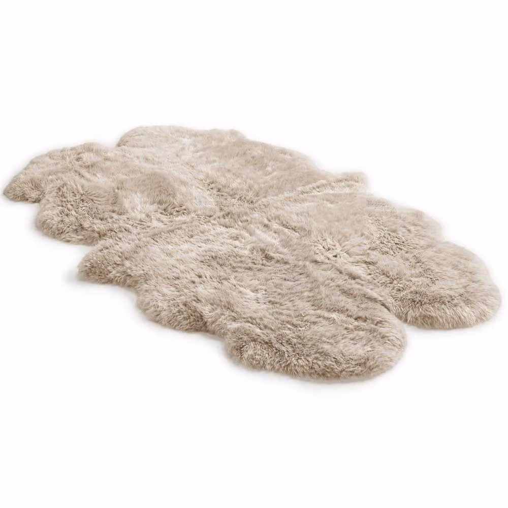 Infinity Leather Natural Wool Sheepskin Rug in Beige, W: 180 cm, D: 110 cm – 2