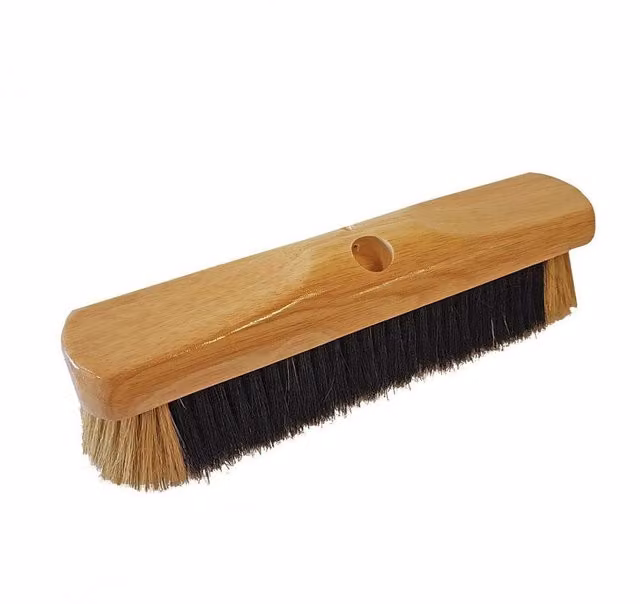 Universal Textiles 12 inch Pure Bristle Sweeping Broom Head in Black and White