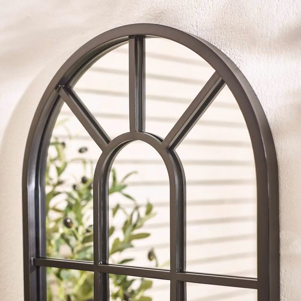 FurnitureboxUK Harris Black Large Arched Window Garden Mirror, H 120 cm x W 40 cm – 2
