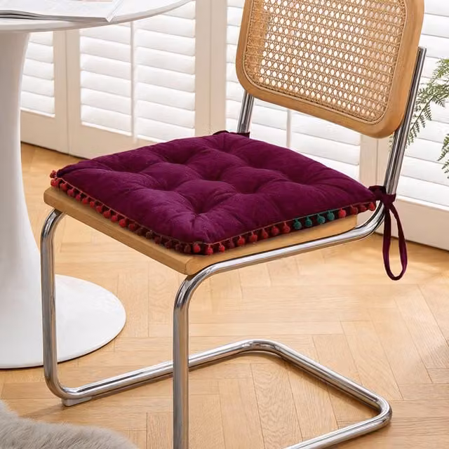Livingandhome Square Padded Polyester Chair Cushion, Pink/Red/Purple, W/D/H: 40 x 40 x 1 cm